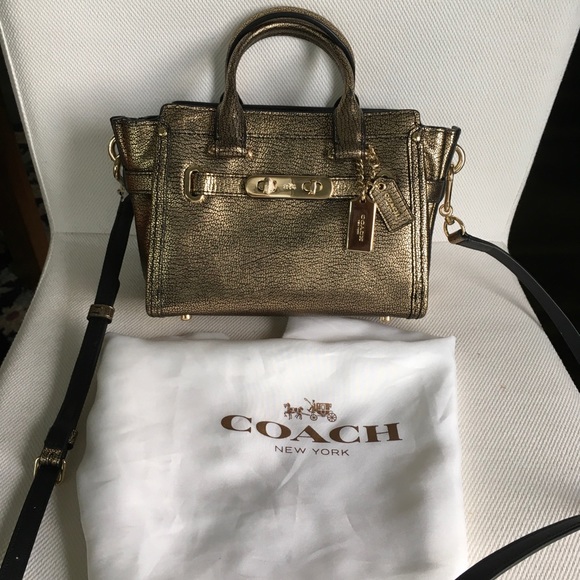 NWT COACH SWAGGER 20 IN METALLIC PEBBLE LEATHER 35990 - Picture 2 of 15